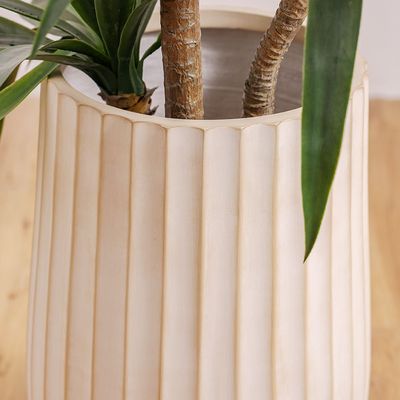 Fiber Clay Pot - Wide Ribs - Off-White - 35x35x55 CM 