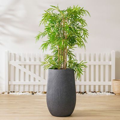 Fiber Clay Pot with Symmetry Stripes - Grey - 47.5x47.5x75 CM