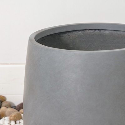 Fiber Clay Pot with Smooth Design - Grey - 21x21x21 CM 