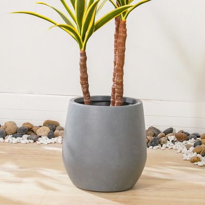 Fiber Clay Pot with Smooth Design - Grey - 32x32x32 CM 