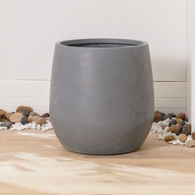 Fiber Clay Pot with Smooth Design - Grey - 44.5x44.5x44 CM 