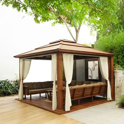 Royal Wooden Gazebo - Brown - 4.4x4.4x3.4 M - AIDH60100