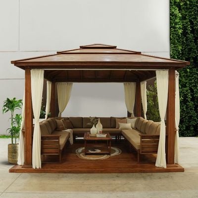 Royal Wooden Gazebo - Brown - 4.4x4.4x3.4 M - AIDH60100