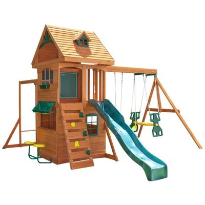 Kidkraft Ridgeview Deluxe Clubhouse Wooden Swing Set / Playset