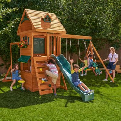 Kidkraft Ridgeview Deluxe Clubhouse Wooden Swing Set / Playset