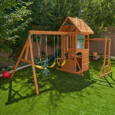 Kidkraft Ridgeview Deluxe Clubhouse Wooden Swing Set / Playset