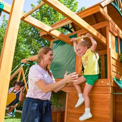 Kidkraft Ridgeview Deluxe Clubhouse Wooden Swing Set / Playset