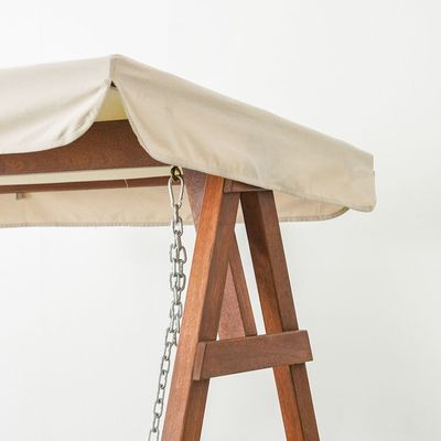 Camry 2-Seater Wooden Swing with Canopy - Brown/Beige