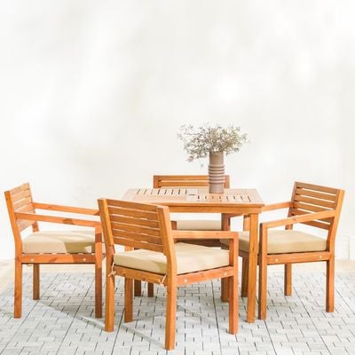 Coral Wooden 1 + 4-Seater Dining Set - Brown 