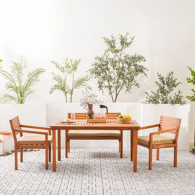 Panamera 1 + 6-Seater Wooden Dining Set - Brown