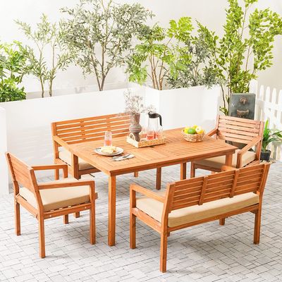 Panamera 1 + 6-Seater Wooden Dining Set - Brown