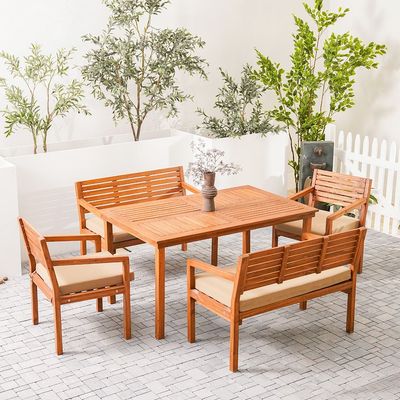 Panamera 1 + 6-Seater Wooden Dining Set - Brown