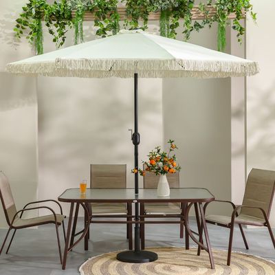 Oasis Umbrella with Tassel without Base - Beige - 2.7 m - With 6-Month Warranty