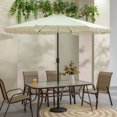 Oasis Umbrella with Tassel without Base - Beige - 2.7 m - With 6-Month Warranty