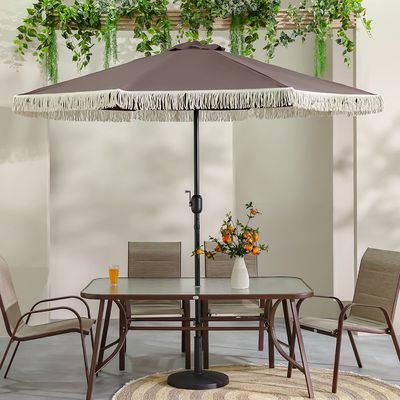 Oasis Umbrella with Tassel without Base - Coffee - 2.7m - With 6-Month Warranty