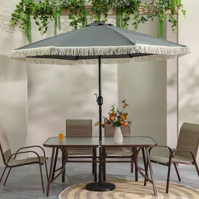 Oasis Umbrella with Tassel without Base - Grey - 2.7m - With 6-Month Warranty