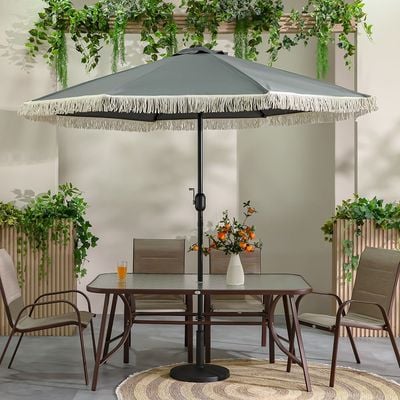 Oasis Umbrella with Tassel without Base - Grey - 2.7m - With 6-Month Warranty