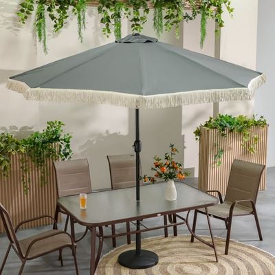 Oasis Umbrella with Tassel without Base - Grey - 2.7m - With 6-Month Warranty