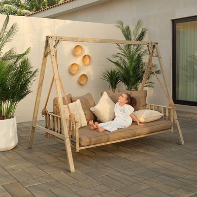 Elisa 4-Seater Swing without Roof - Brown - With 1-Year Warranty