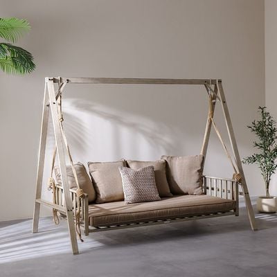 Elisa 4-Seater Swing without Roof - Brown - With 1-Year Warranty