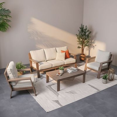 Karrera Aluminum 5-Seater Sofa Set with Table - Brown - With 2-Year Warranty