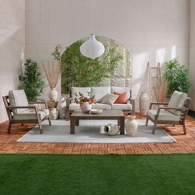 Karrera Aluminum 5-Seater Sofa Set with Table - Brown - With 2-Year Warranty