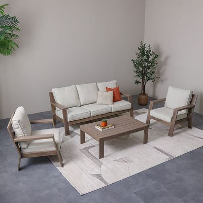 Karrera Aluminum 5-Seater Sofa Set with Table - Brown - With 2-Year Warranty