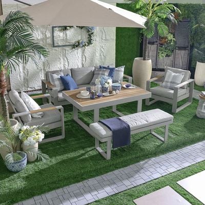 Optimum 7-Seater Sofa Set - Khaki/Grey - With 2-Year Warranty