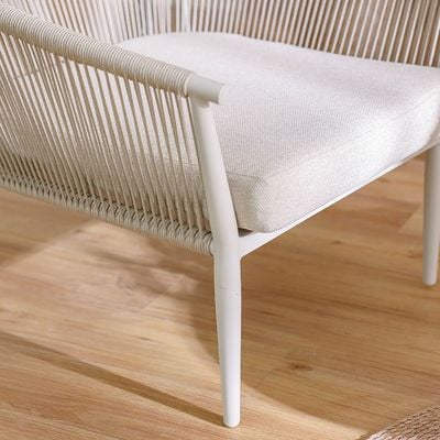Santa Cruz 5-Seater Aluminum Rope Sofa Set with 2 Tables - Beige - With 1-Year Warranty