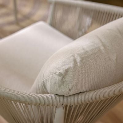 Santa Cruz 5-Seater Aluminum Rope Sofa Set with 2 Tables - Beige - With 1-Year Warranty