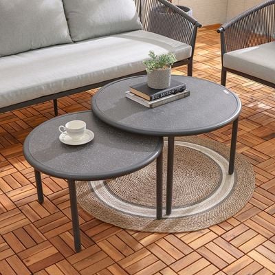 Santa Cruz 5-Seater Aluminum Rope Sofa Set with 2 Tables-Grey-With 1-Year Warranty