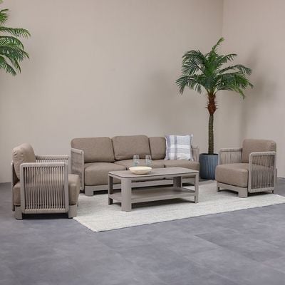 Melbon 5-Seater Aluminum Rope Sofa Set with Coffee Table-Taupe-With 2-Year Warranty-By Ziantti