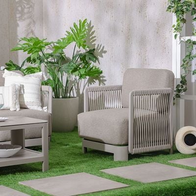 Melbon 5-Seater Aluminum Rope Sofa Set with Coffee Table-Taupe-With 2-Year Warranty-By Ziantti