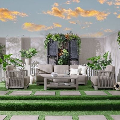 Melbon 5-Seater Aluminum Rope Sofa Set with Coffee Table-Taupe-With 2-Year Warranty-By Ziantti