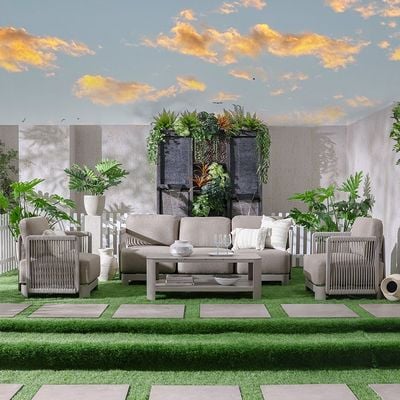Melbon 5-Seater Aluminum Rope Sofa Set with Coffee Table - Taupe - With 2-Year Warranty