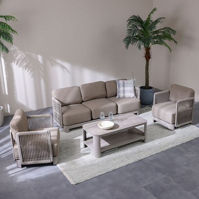 Melbon 5-Seater Aluminum Rope Sofa Set with Coffee Table - Taupe - With 2-Year Warranty - By Ziantti