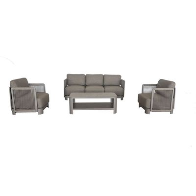 Melbon 5-Seater Aluminum Rope Sofa Set with Coffee Table - Taupe - With 2-Year Warranty
