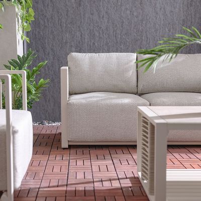 Sydney 5-Seater Aluminum Rope Sofa Set with Coffee Table-Champagne/Taupe-With 2-Year Warranty-By Ziantti