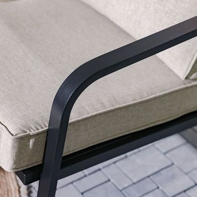 Ivory 7-Seater Aluminum Sofa Set with Coffee Table-Light Khaki/Black-With 1-Year Warranty