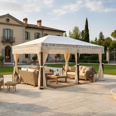 Julia Gazebo - Brown/White - 3.5x5 M - With 1-Year Warranty