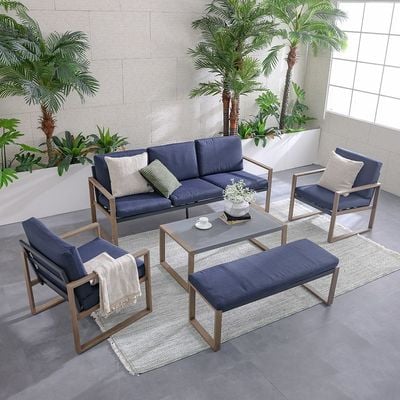 Cobalt 7-Seater Sofa Set with Coffee Table- Blue-With 1-Year Warranty