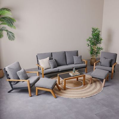 Anchor 5-Seater Sofa Set with Foot Rest - Grey - With 2-Year Warranty