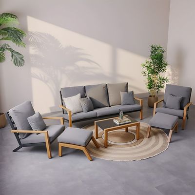 Anchor 5-Seater Sofa Set with Foot Rest - Grey - With 2-Year Warranty