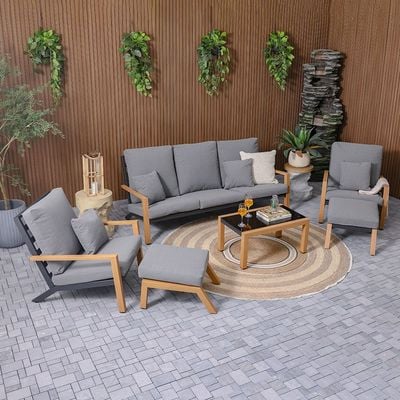 Anchor 5-Seater Sofa Set with Foot Rest - Grey - With 2-Year Warranty
