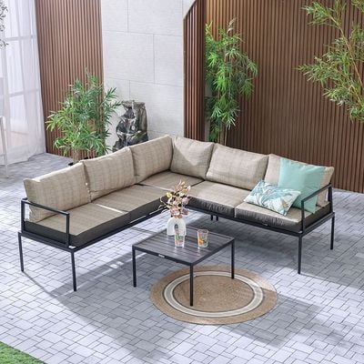 Owen 5-Seater Corner Sofa Set-Beige-With 1-Year Warranty