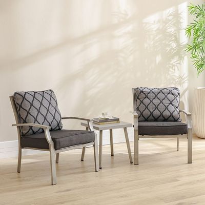 Passion 1 + 2-Seater Balcony Set - White/Grey - With 1-Year Warranty