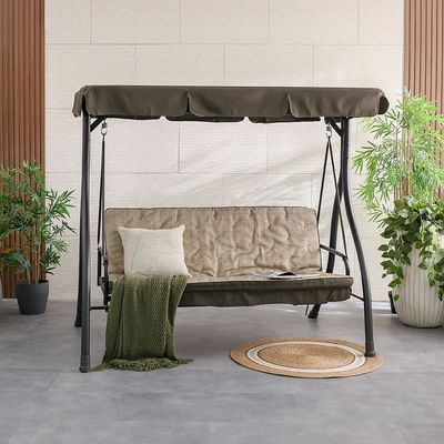 Serena 3-Seater Swing with Canopy - Brown - With 1-Year Warranty