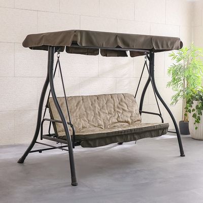 Serena 3-Seater Swing with Canopy - Brown - With 1-Year Warranty