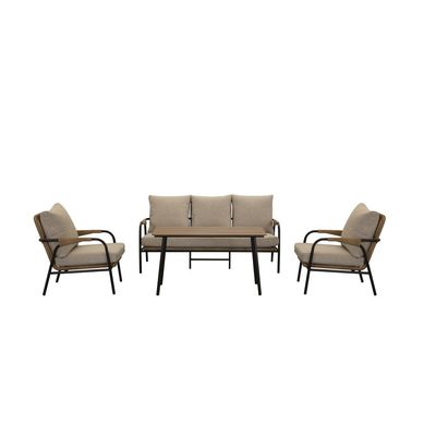 Solis 5-Seater Sofa Set +2 Tables - Beige/Brown/Black - With 2-Year Warranty 