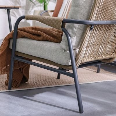 Solis 5-Seater Sofa Set +1 Table-Beige/Brown/Black-With 2-Year Warranty